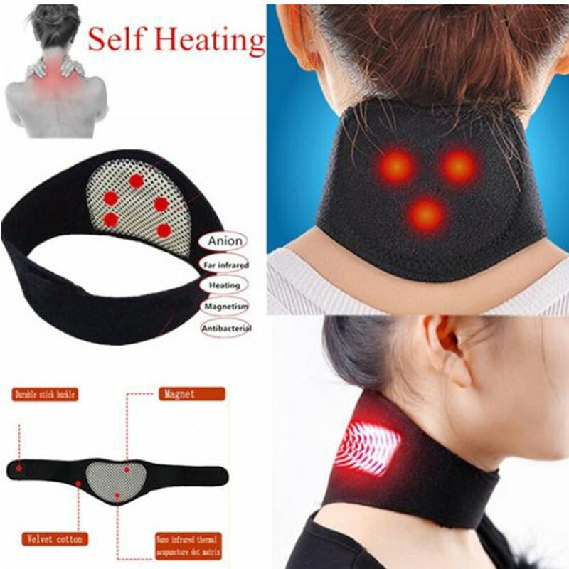 Masajeador de soporte de cuello para el cuidado de la salud, cinturón de turmalina autocalentable, protección del cuello, cinturón de calentamiento esponja, masajeador corporal, 1 piezas