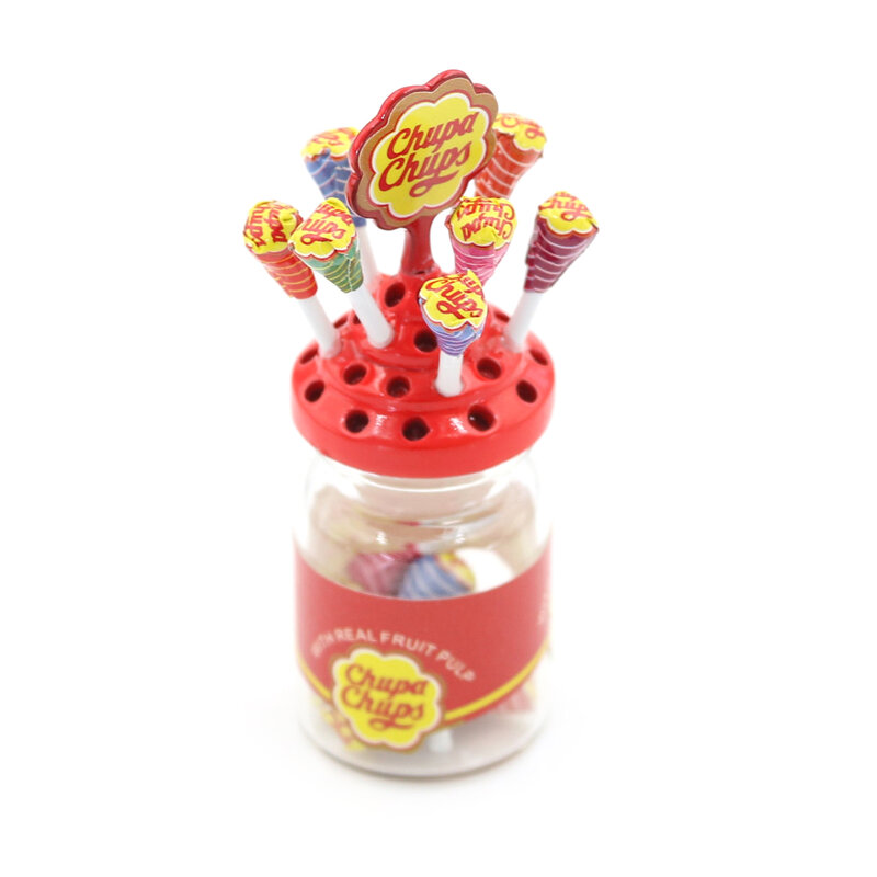 Mini piruletas en miniatura con caja para casa de muñecas, accesorios de juguete para postres, comida, azúcar, dulces, 1/12, 1:12