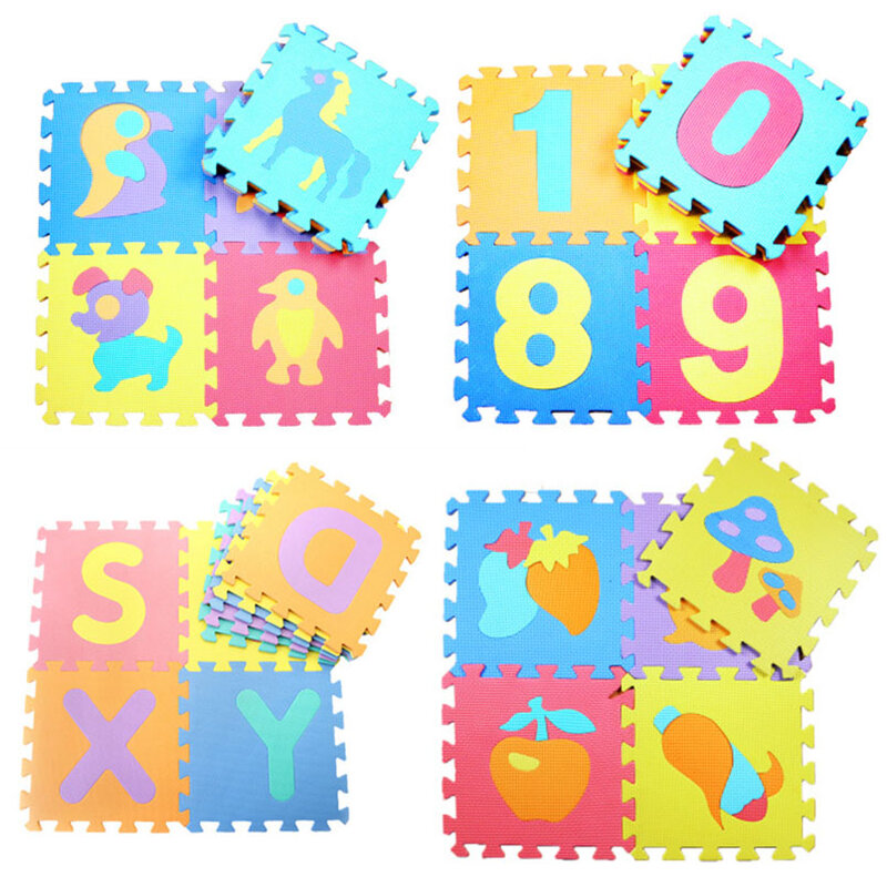 EVA 아기 폼 크롤링 매트 퍼즐 장난감, 아기 놀이 매트, 교육용 숫자 글자, 동물 과일, 어린이 카펫 장난감, 10 개, 26 개 세트
