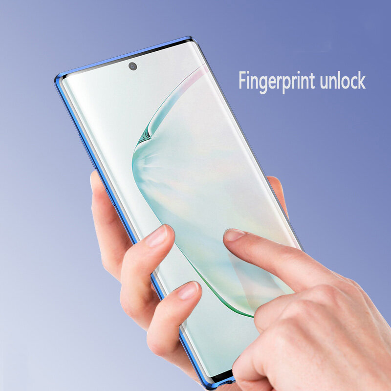 Funda Metalica De Adsorcion Magnetica Para Samsung Galaxy S10 S9 S8 Plus S10e Funda Magnetica Trasera De Vidrio Templado Para Note 10 8 9 Plus Accesorios