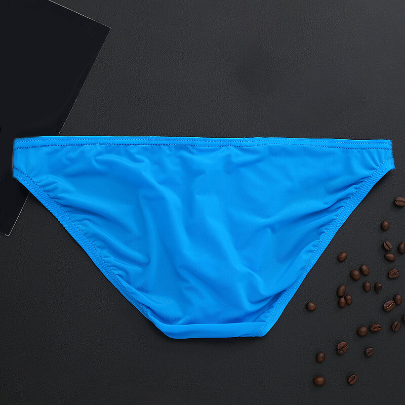 Vendita calda seta di ghiaccio intimo Sexy slip da uomo mutandine traspiranti senza soluzione di continuità Bikini da uomo solido estate vita bassa intimo morbido in seta