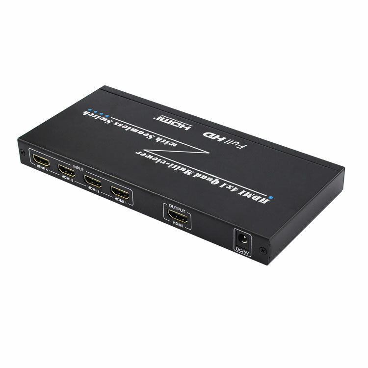 720P 1080P 4x1 HDMI switch quad multi visor con interruptor sin fisuras con control remoto IR