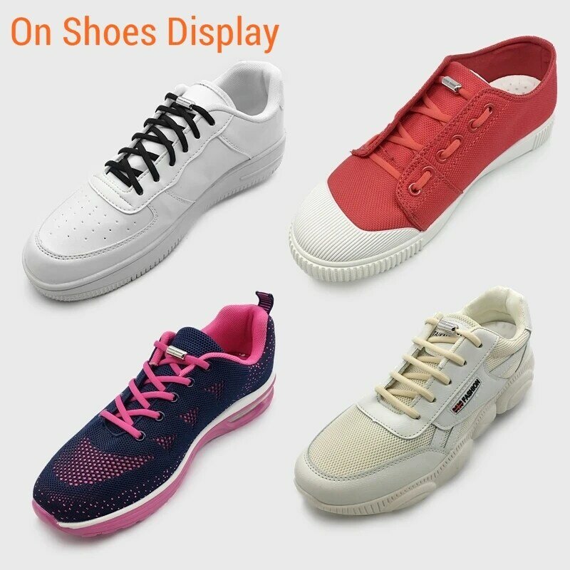 100cm  Elastic No Tie Shoelaces Metal Lock Shoe Laces For Kids Adult Sneakers Quick Shoelaces Semicircle Shoestrings