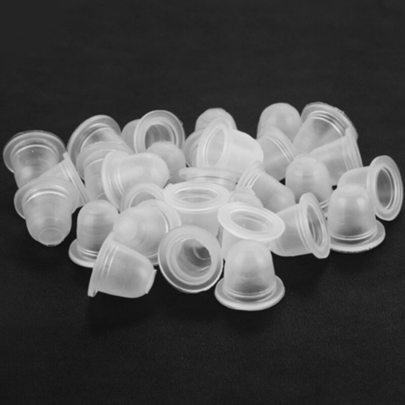 100 Stuks Wegwerp Plastic Microblading Tattoo Inkt Ring Cup Cap Pigment Clear Houder Container Permanente Make-Up Accessoire Supplie