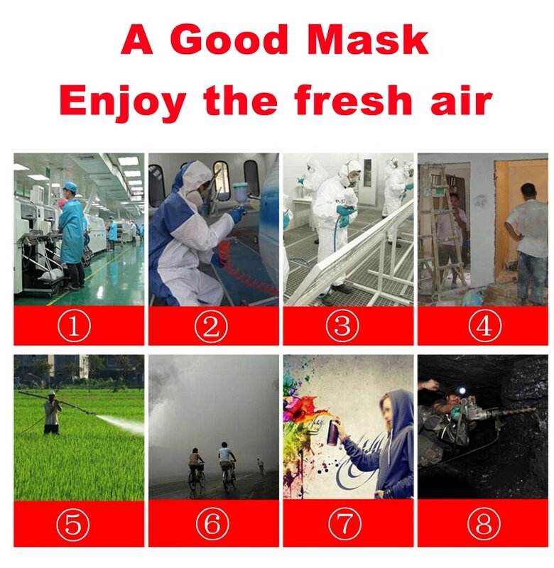6200 Masker Gas Respirator Masker Wajah Penuh Jenis Filter Self-Priming Bidang Pandang Besar Dapat Dihubungkan Masker Gas Tabung