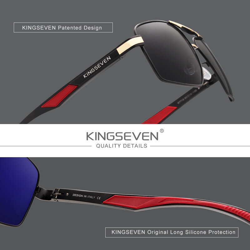 KINGSEVEN-gafas de sol polarizadas para hombre y mujer, lentes de diseño con revestimiento de espejo, accesorios de marca, 2023