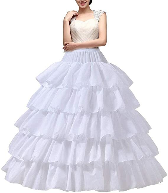 ผู้หญิง Crinoline Petticoat 4 Hoop กระโปรง5 Ruffles ชั้นชุดไปงานเต้นรำครึ่ง Slips Underskirt สำหรับงานแต่งงานชุดเจ้าสาว