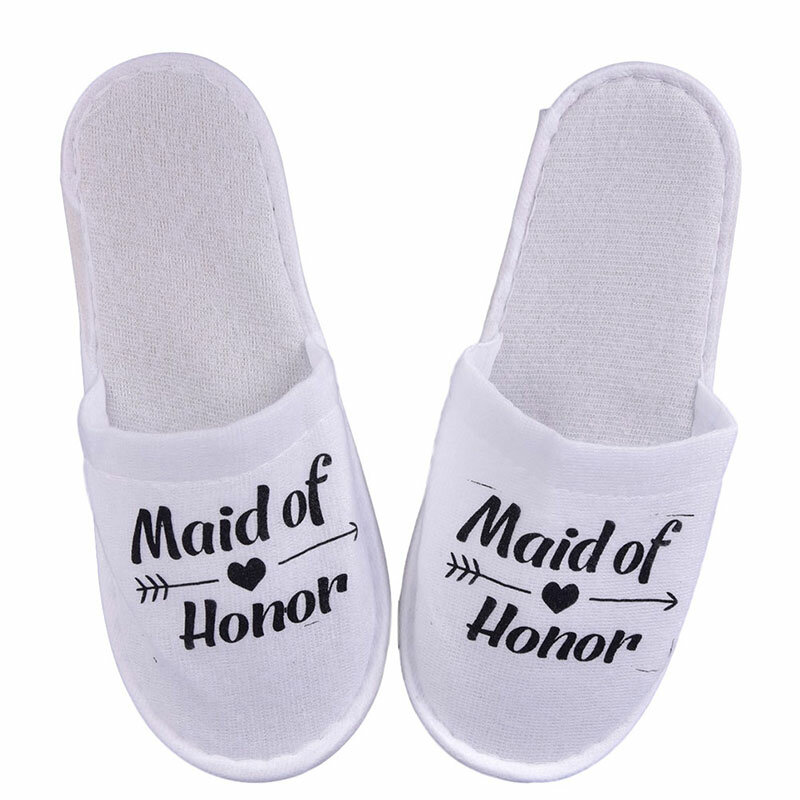 1 Pair Bride Shower Bride Wedding Decoration Bridesmaid Hen Party Spa Soft Slippers Ladies Bachelorette Party Supplies Gifts