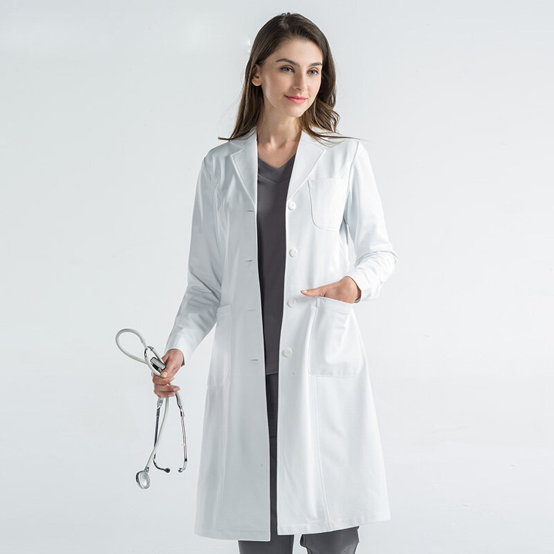 عالية الجودة معطف أبيض معطف للمختبر مستشفى طبيب سليم ممرضة موحدة سبا موحدة التمريض موحدة الدعك الزي الطبي النساء