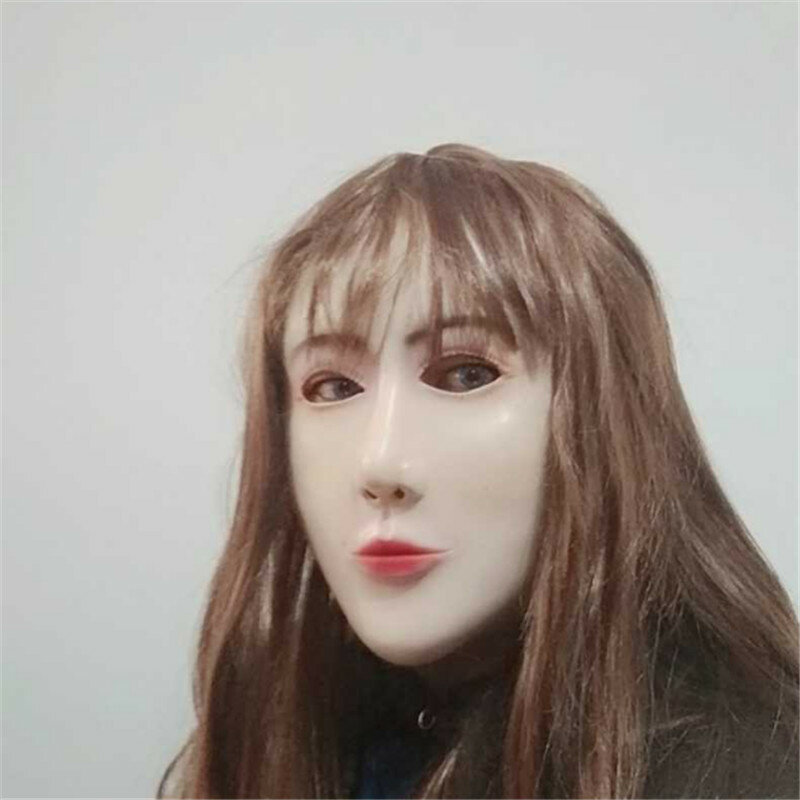 Nowa realistyczna seksowna kobieca maska lateksowa maska przeciwsłoneczna seksowne kobiety skóra Masquerade maska Transgender pół zakryta maska do odgrywania ról