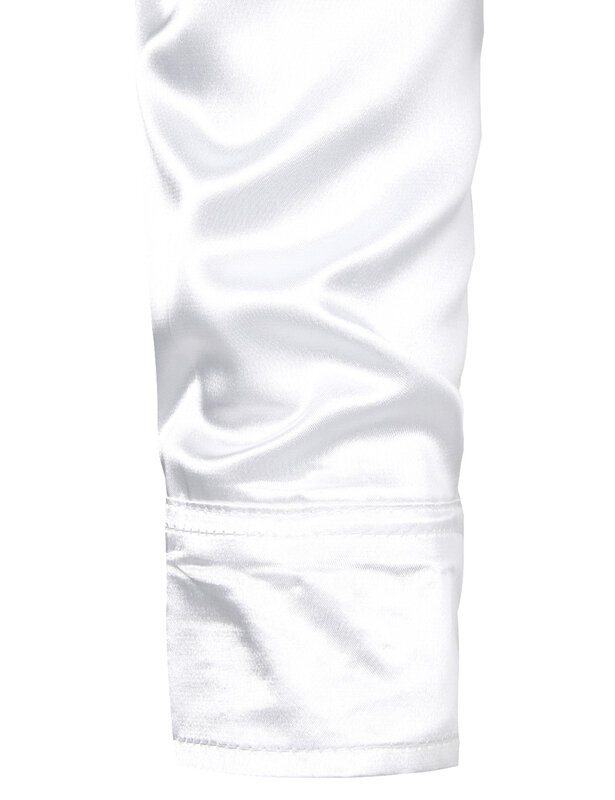 Biała satyna jedwabna smokingowa koszulka męska 2023 z długim rękawem dopasowana męska męska koszulka ubranie koszule wesele na imprezę koszula na co dzień