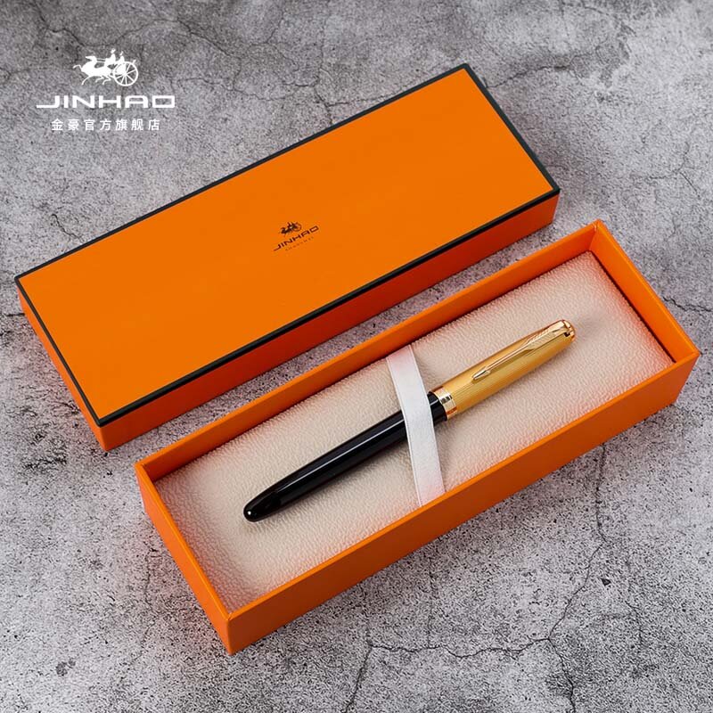 Jinhao 85 penna stilografica in metallo/legno cappuccio dorato pennino Extra Fine 0.5mm penna inchiostro