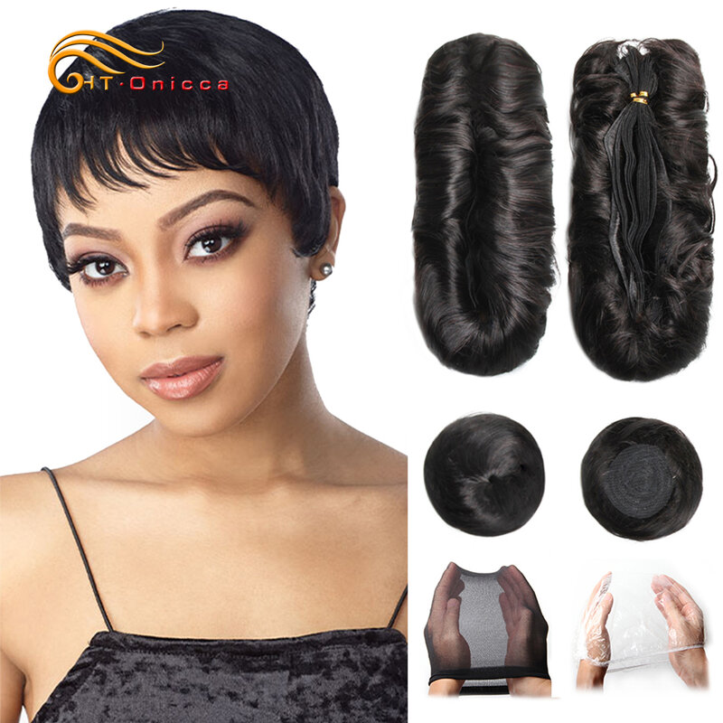 Pacotes encaracolados brasileiros do cabelo humano para mulheres, Weave Bundles, curto