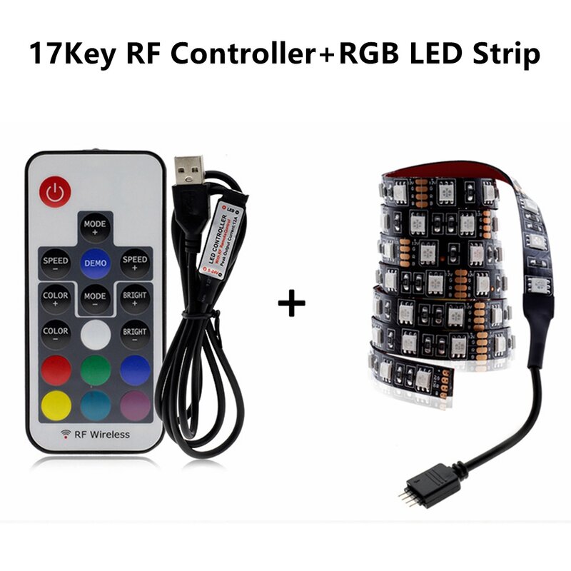 USB Dây Đèn LED 5V SMD5050 RGB Có Thể Thay Đổi TIVI LED Nền Chiếu Sáng 50CM 1M 2M 3M 4M 5M DIY Đèn LED Uốn Dẻo