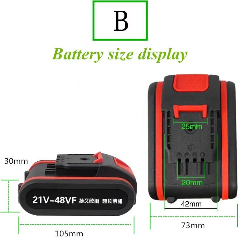 Destornillador eléctrico batería de gran capacidad 18650 batería recargable taladro eléctrico de mano fuente de alimentación 21V 18V batería