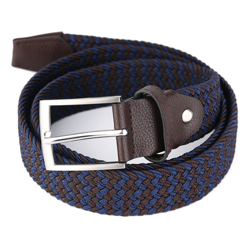 Cinturón de cintura de aleación trenzada elástica para hombre, cinturón de tela tejida con hebilla, cómodo y Casual, accesorios, gran oferta