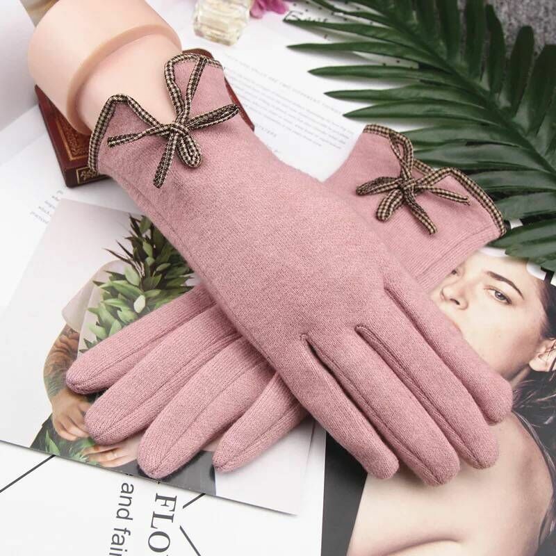 Nowe damskie zimowe ciepłe rękawiczki, kaszmirowe rękawiczki wełniane, pięciopalcowe, podzielone na dotyk palcem rękawice do ekranu