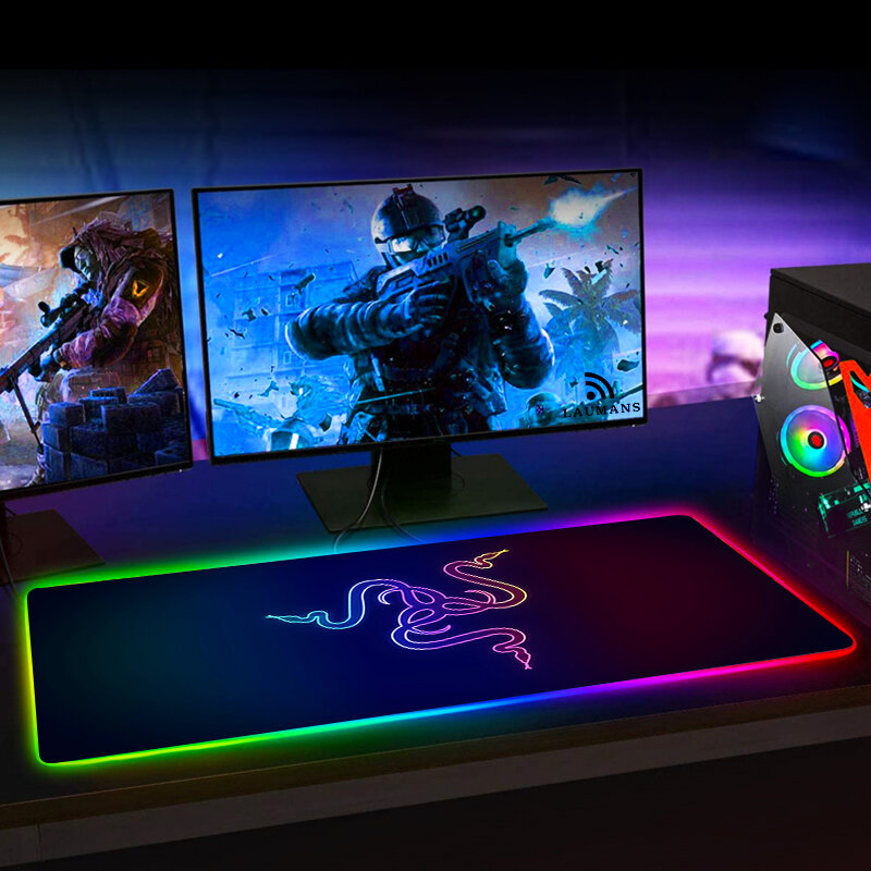 RGB игровой коврик для мыши Razer, большой светодиодный компьютерный геймерский коврик для мыши, большой коврик для мыши xxl, коврик для клавиату...