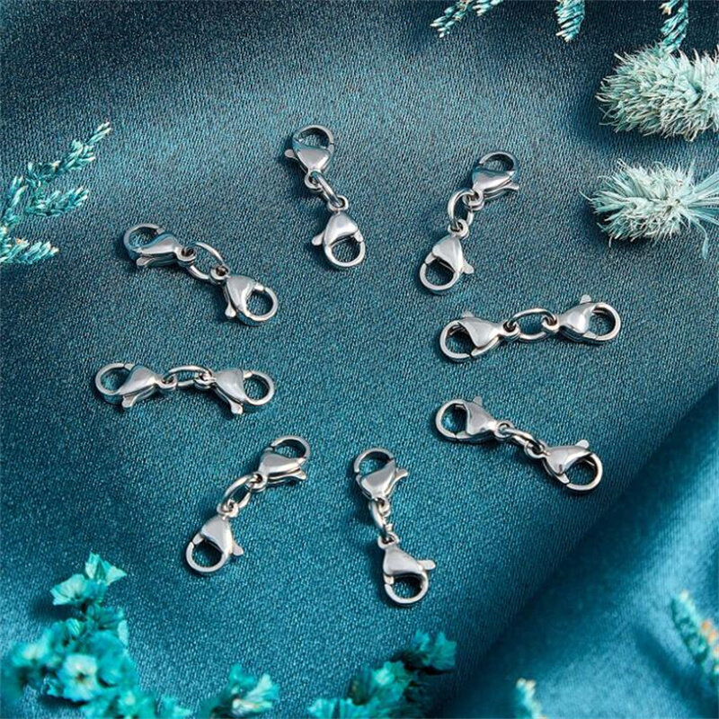 5 pçs aço inoxidável dupla lagosta fecho extensor garra conector para pulseira colar correntes jóias fazendo descobertas suprimentos
