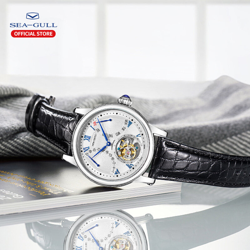 Seagull-Reloj de pulsera para hombre ST8004ZS, de lujo, Manual, Tourbillon, mecánico, multifuncional, con calendario de zafiro