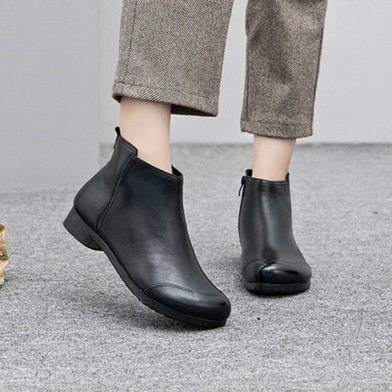 New Winter Boots Women Warm Retro Punk Women Boots Fashion Pu Leather Zipper Ankle Boots Zapatos De Mujer Wram Botas Mujer