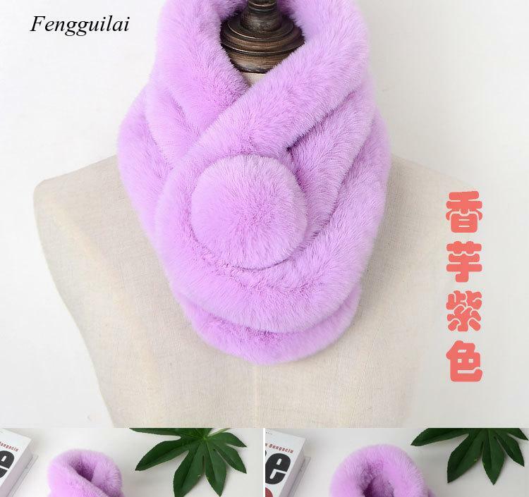 Bufanda cálida de Invierno para mujer, bufanda gruesa de piel de imitación, hierba, accesorios de invierno, chal de felpa