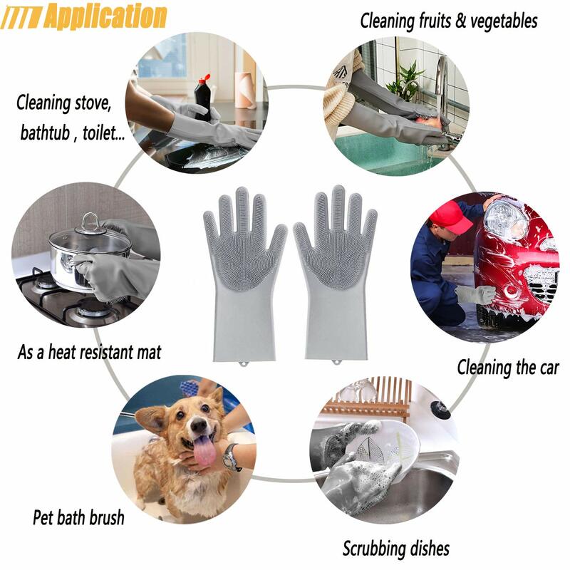 Silicone Magic Dishwashing Gloves Reusable Dishwasher Cleaning Silicone Washing Gloves Rubber Glove for Household Car Washing