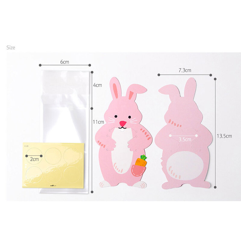 Rabbit Candy Bag With Greeting Cards Easter Bunny Carrot Candy Bag Cones Transprant Plastic Bag Kids Birthday Party Decoration