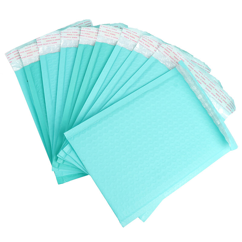 Sobres de correo de polietileno verde azulado espacial utilizable, bolsa de regalo acolchada, bolsas de envío de autoembalaje, colores dulces, 10 Uds.