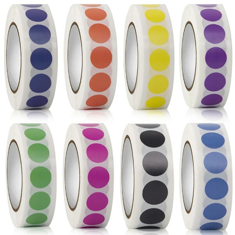 1000 PCS Color Dot Label Sticker  Classification Mark Coated Paper Sticker Rolls  Kawaii Stationery  Aesthetic