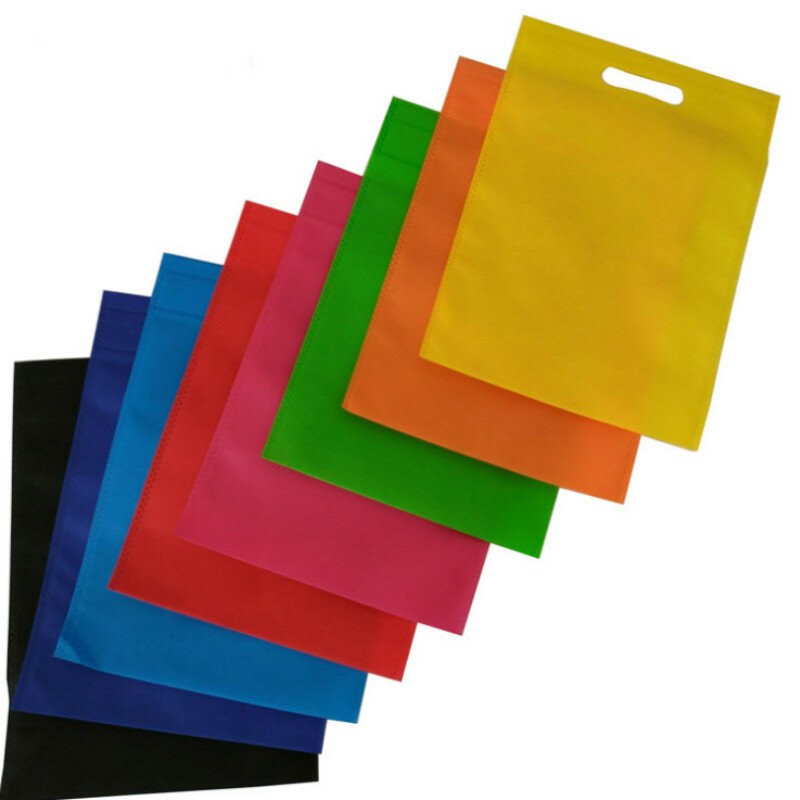 VOGVIGO Environmental Solid Color Storage Bags Handbag Foldable Shopping Bags Reusable Folding Grocery Nylon Tote Bag Wholesale