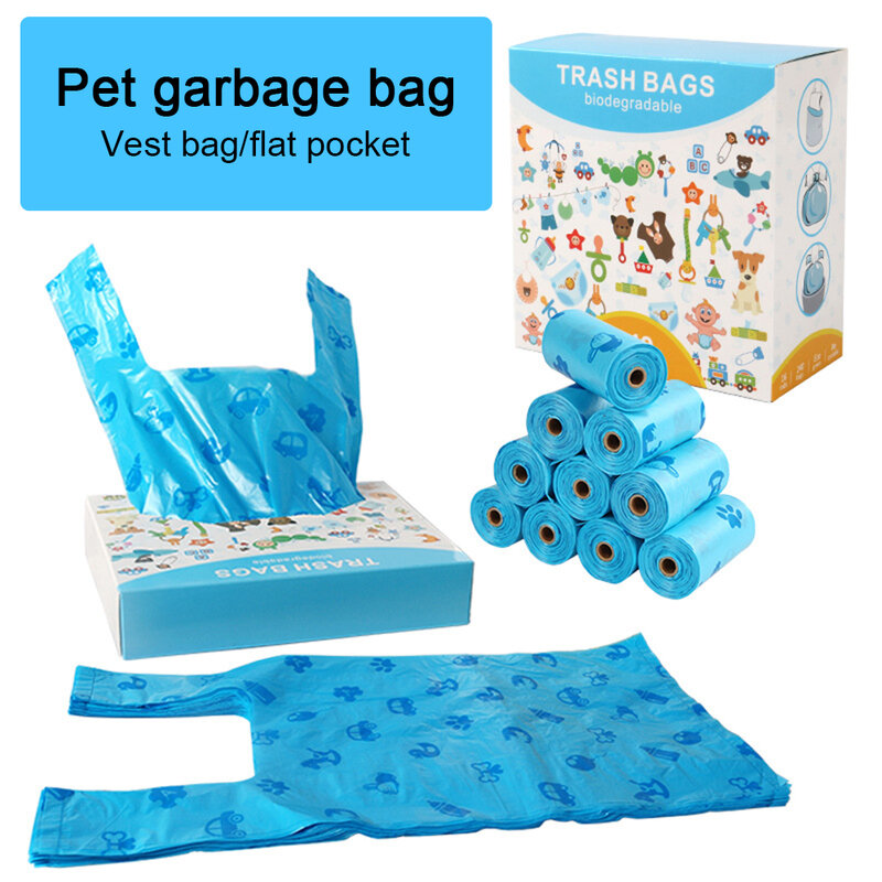 100 pces 260 sacos de cocô de cão biodegradável zero resíduos pet saco de lixo saco de lixo de lixo de gato sacos de lixo de limpeza