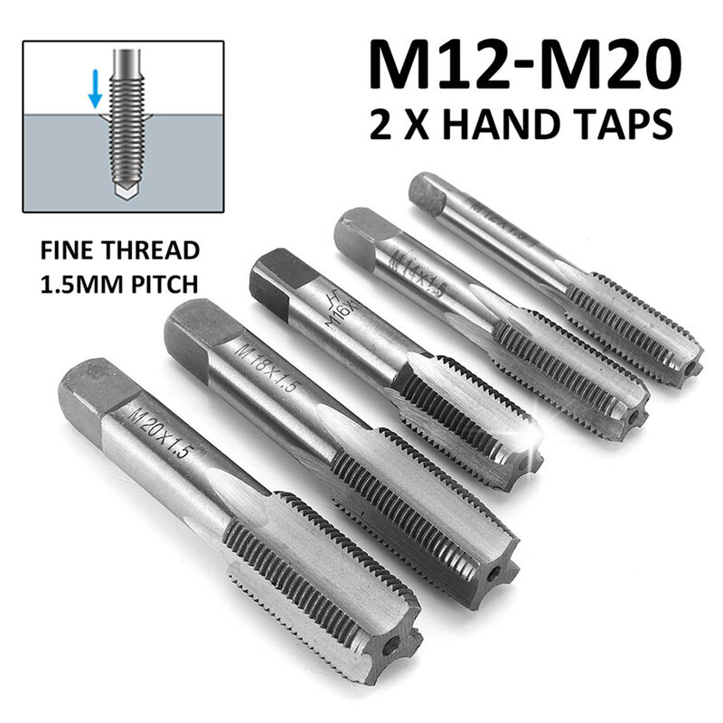 1Pair Hand Taps Right Hand Machine Straight Fluted Fine Thread Metric Connector High Speed Steel Hand Taps Tools