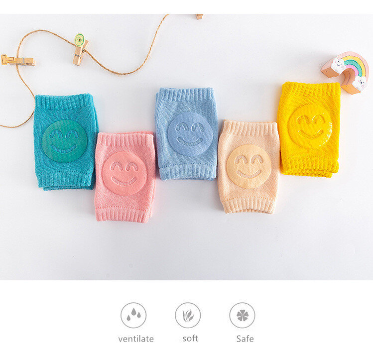 Calcetines de felpa para bebé, coderas, rodilleras para gatear, cara sonriente, para niño de 0 a 3 años, 1 ud., gran oferta