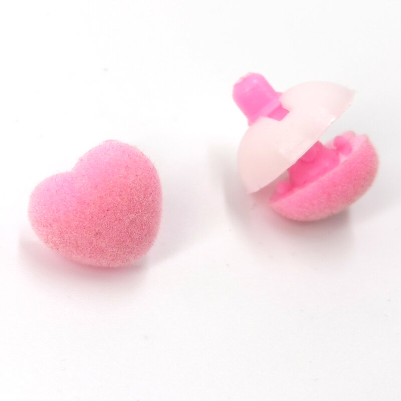Nariz flocado rosa coração 15mm 30 peças, nariz seguro veludo