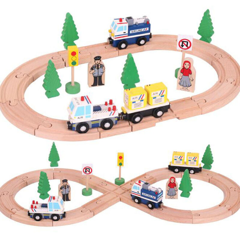 Juego de vías de tren de madera de haya, accesorios de pista de tren, piezas de puente, juguetes de tren de marca Biro, todo tipo