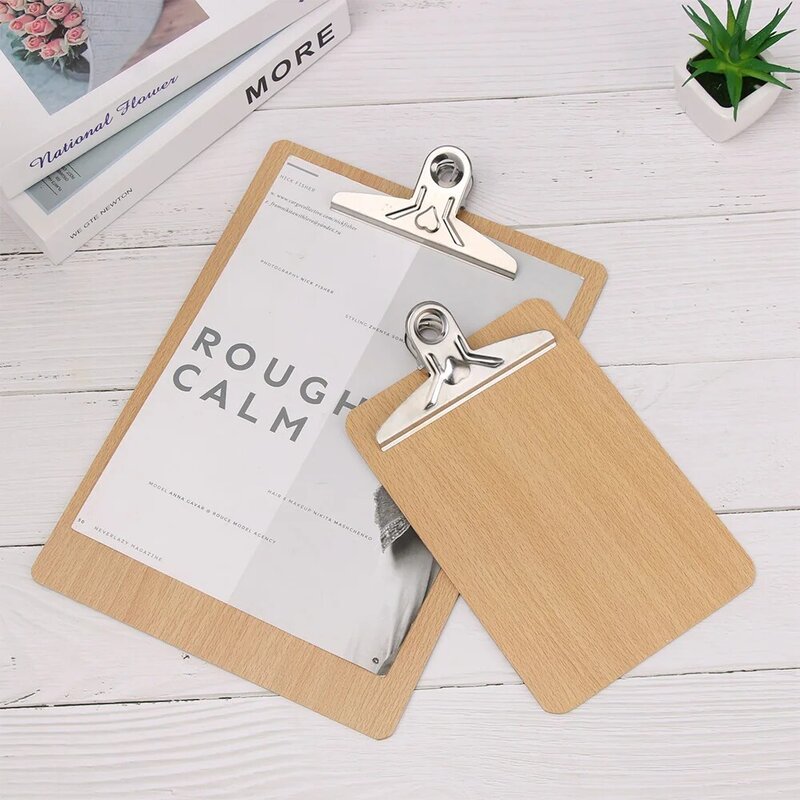 Wooden Clipboard A4 A5 Wood Clips Writing Sheet Pad Note Board Storage Folders Clips Office Restaurant Hotel Supplies