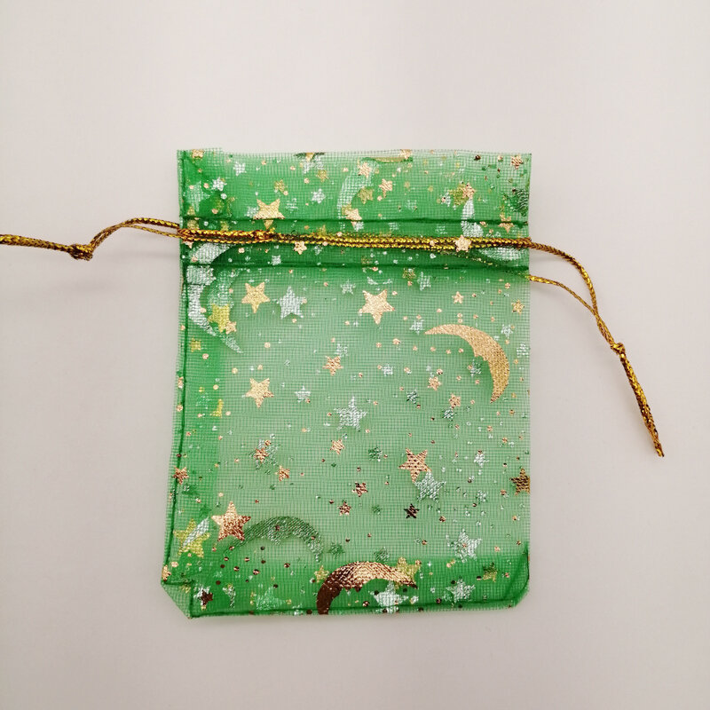 Bolsa de almacenamiento de Organza con cordón para joyería, 7x9, 9x12, 13x18, mariposa, estrella, Luna, bolsa de regalo para embalaje de joyería, 1000 Uds.