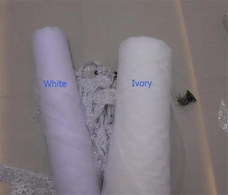 Biała kość słoniowa 4 metry długości na całą powierzchnię koronki welon slubny jedna warstwa tiul welon ślubny z grzebieniem akcesoria ślubne Veu Velo Noiva
