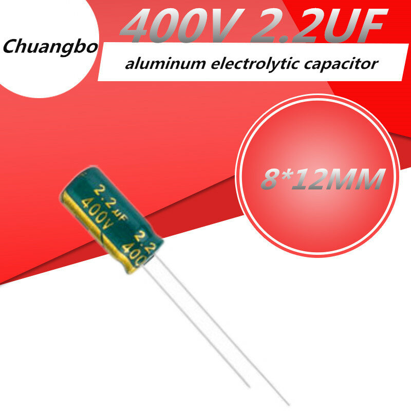 20 pces higt qualidade 400v2.2uf 400v 2.2uf 8*12mm baixo esr/impedância capacitor eletrolítico de alumínio de alta frequência
