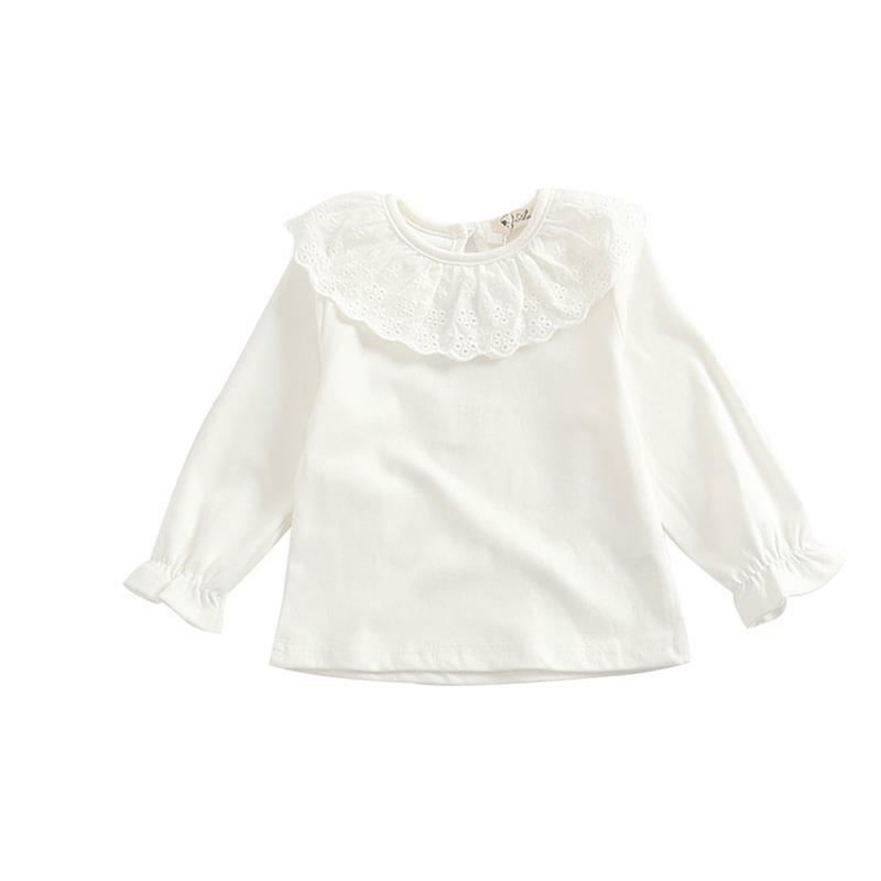 Autumn Baby Girl tee Shirt Toddler Clothes Long Sleeve Tops Korean Cotton Causal Blouse Solid Color Doll Collar Kid Shirts