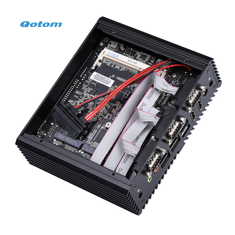 Qotom Mini PC Core I3-4005U Bộ Vi Xử Lý Trên Tàu 2 Nhân 1.7 GHz, Thiết Kế Không Quạt Dual LAN 4 RS-232