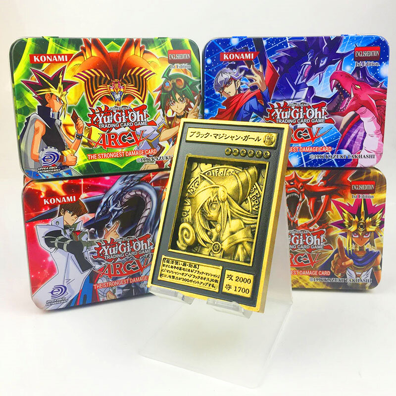 45 pz/set Yu-Gi-Oh Carte Da Gioco Classico YuGiOh Gioco Inglese Carte di Scatola Collezione di carte con flash card e metallo scatola di latta giocattoli