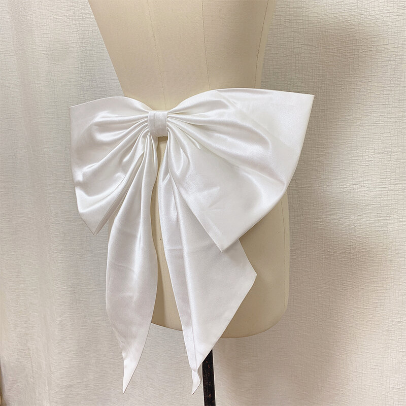Lazo de satén de Color liso para mujer, accesorio de satén de 3 colores con cifrado de malla suave para boda Formal elegante, lazo grande
