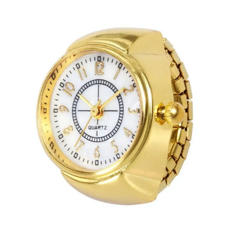 패션 Unisex 라운드 다이얼 아라비아 숫자 아날로그 석영 손가락 반지 시계 선물
