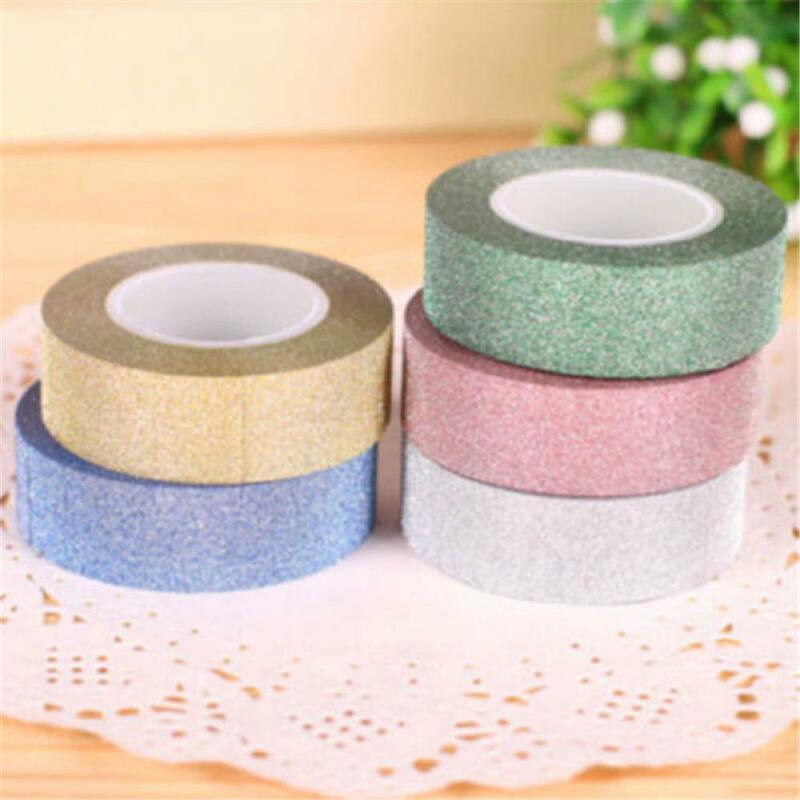 3M Glitter Rainbow Warna Solid Jepang Masking Washi Lengket Kertas Tape Perekat Printing DIY Scrapbooking Deco Washi Tape