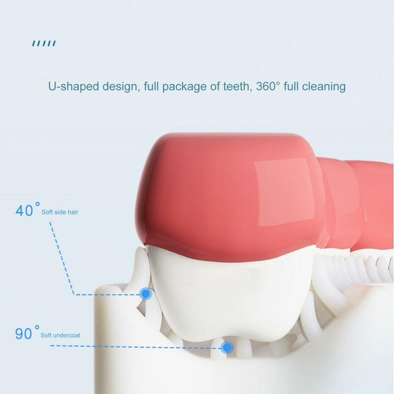 Infantil em forma de u escova de dentes 360 graus de limpeza oral pele macia produto comestível material das crianças escova de dentes necessidades diárias