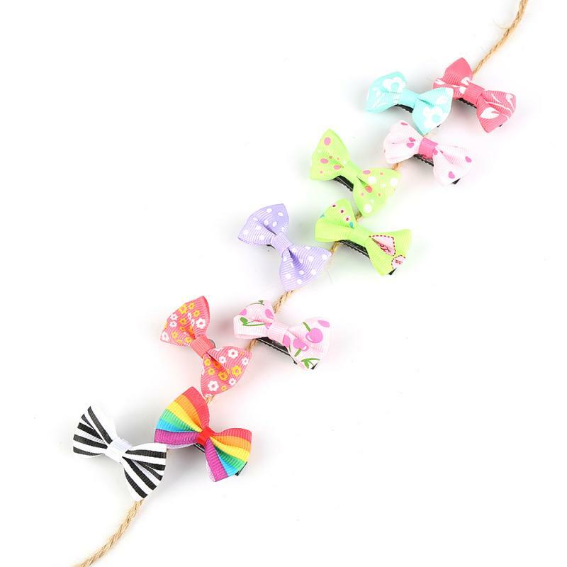 10pcs New Fashion Baby Girls Hair Clip Colorful Bow Hairpins Hair Accessories Cute Small Hair Claws Mini Hair Pin for Girls Kids