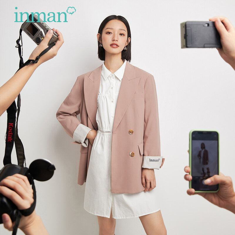 INMAN-Chaqueta de traje para mujer, abrigo suelto Multicolor, moda informal, Otoño e Invierno