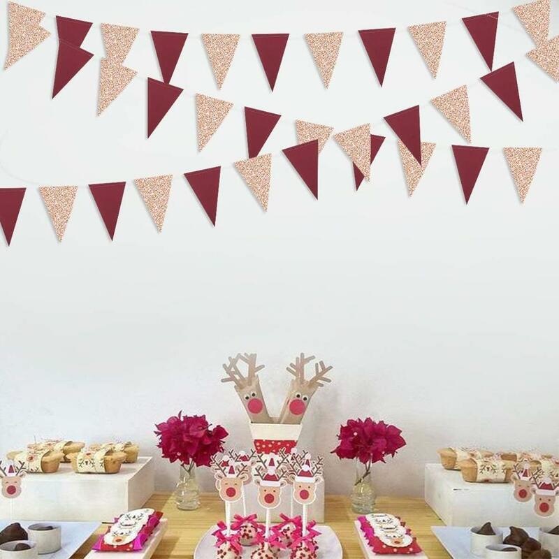 Rose ouro papel banner, guirlandas casamento, chá de bebê, festa de aniversário, formatura, casamento, bandeiras, pendurado decoração, 3m